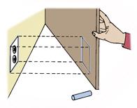 Marquage des découpes pour les boîtes électriques est facile si vous la craie les bords de la boîte et prendre contact avec le panneau en position.