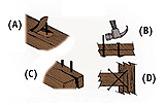 Conseils clouage: (A) les ongles peuvent être dissimulés dans un morceau de bois- clous (B) de se pencher sur la fin pour une joint- forte (C) Ne jamais conduire deux clous dans le même grain de bois- (D) une boîte verticale être cloués sur une surface plane.